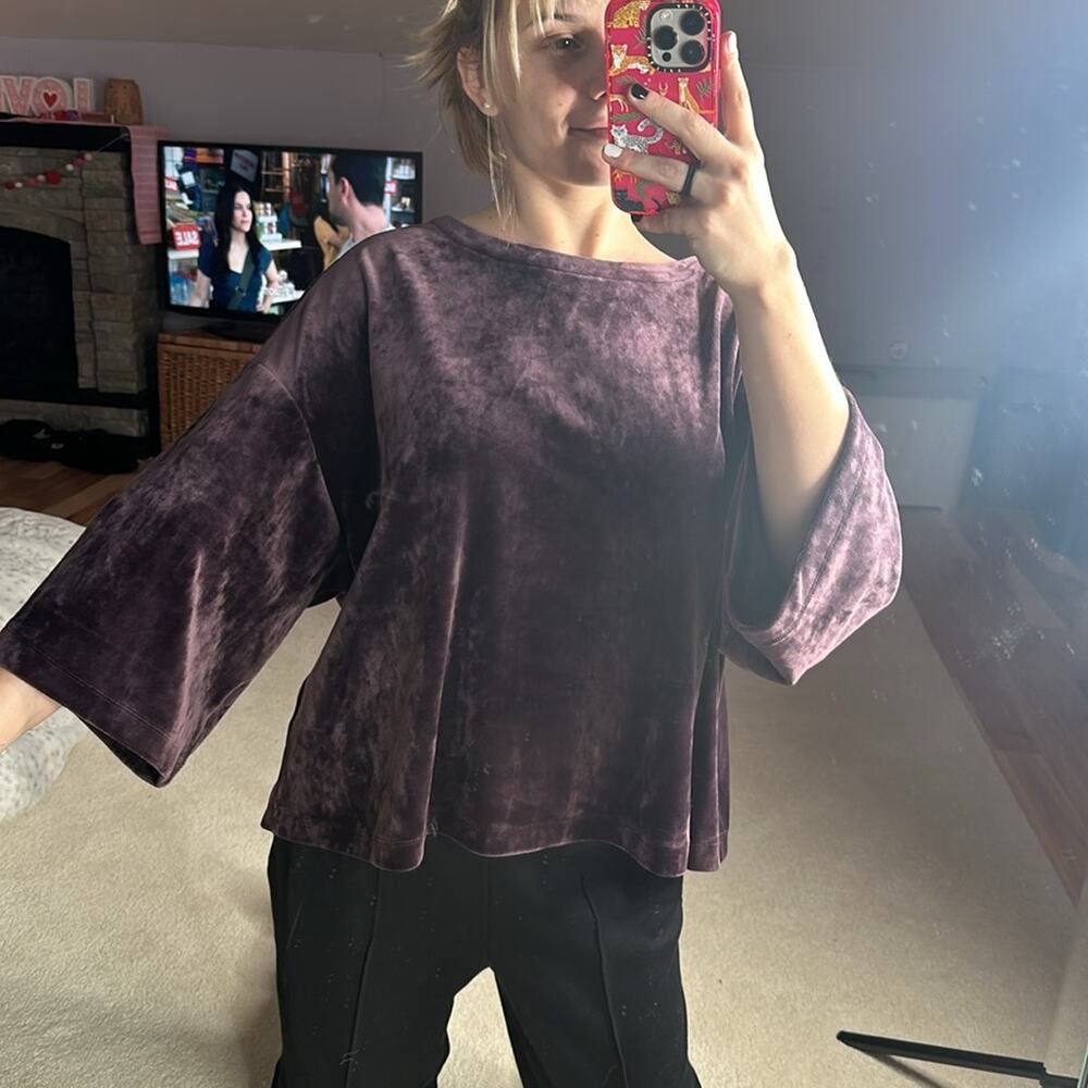 Pure Jill: Purple Velour Oversized Teeshirt Blouse
